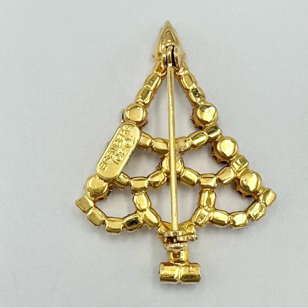 Eisenberg Ice Rhinestone Christmas Tree Vintage Brooch Lapel Pin